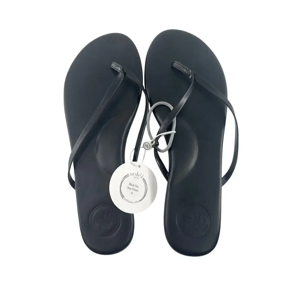 Solei Sea Women's Black Out Indie Flip Flop Sandals Size 11